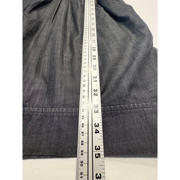 MYNK Hauteur Chambray Mini Dress Size S Dark Wash Plunge V-Neck Empire - Picture 9 of 9